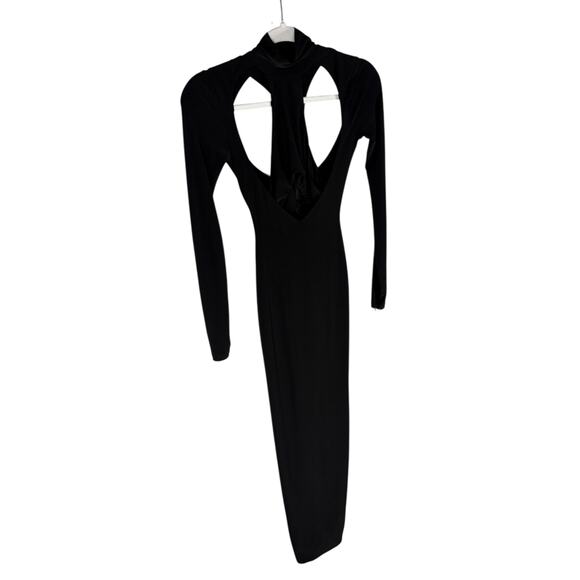 LaQuan Smith Cut Out Turtleneck Gown Maxi Statement Evening Sexy Black Size XS - Picture 5 of 11
